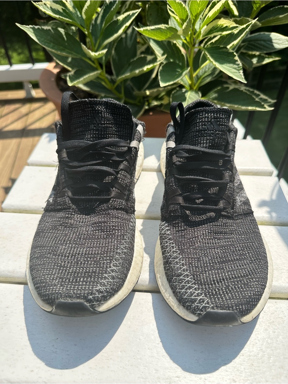 Men's Black Knit Adidas pureboost go. Comfortable Lace-Up Running Shoes